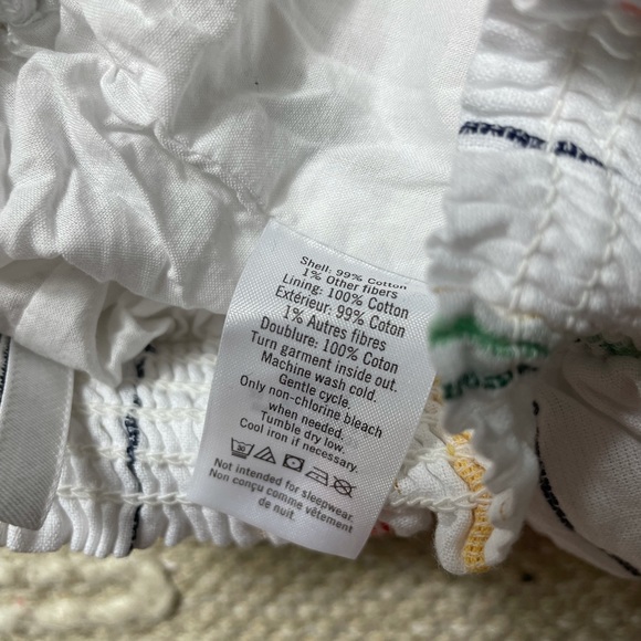 Janie And Jack Elastic Waist White Colorful Stripe Gold Thread Linen Shorts - Picture 4 of 7